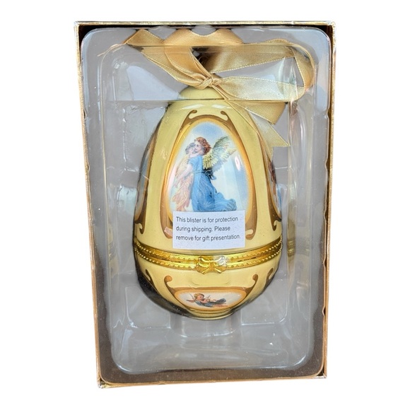 Mr Christmas Porcelain Egg Ornament Music Box Valerie Par Hill Musical Angel - Picture 6 of 14